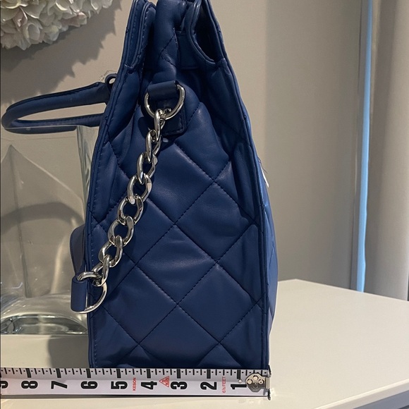 Michael Kors Leather Quilted Blue Satchel - Picture 6 of 13